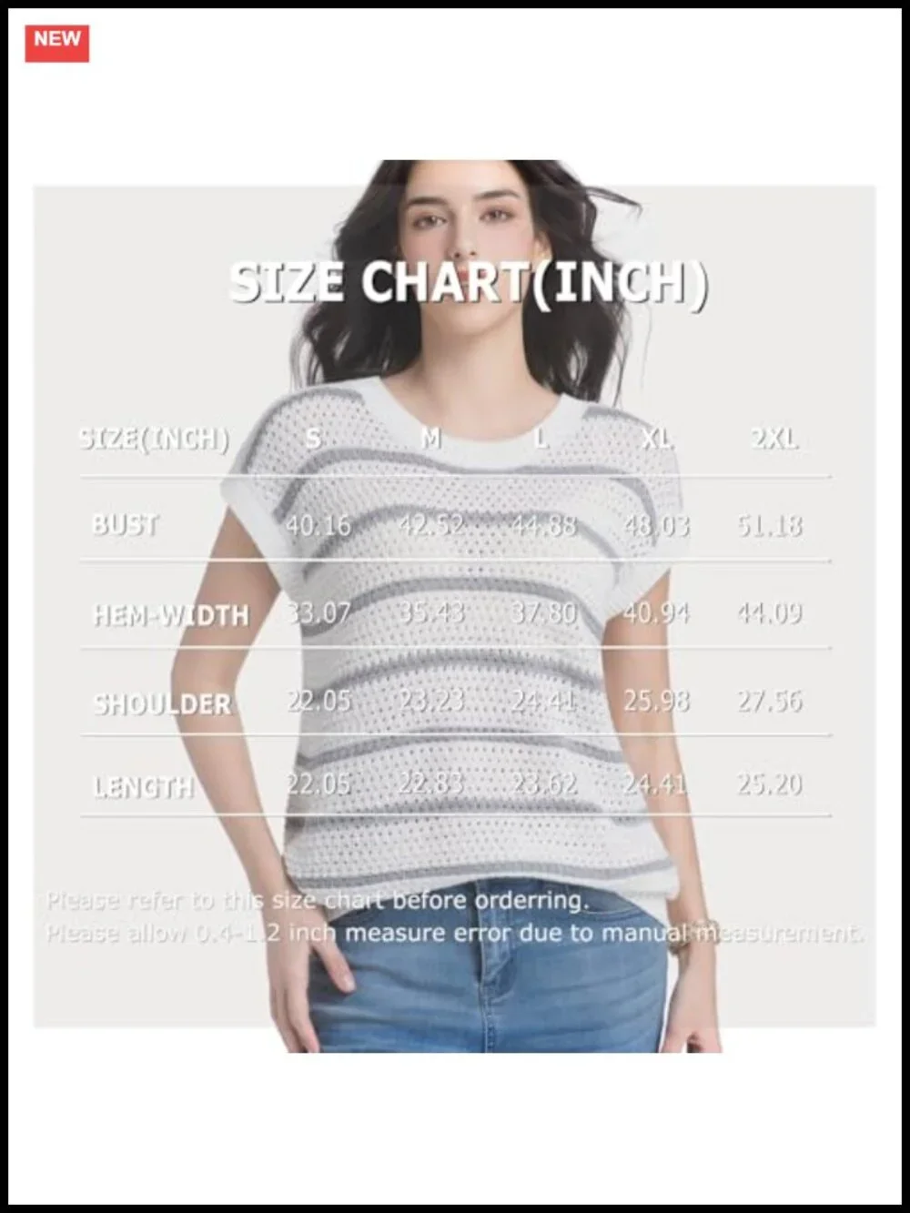 Women's Sweater Vest Striped Short Sleeve Crew Neck Knit Cotton Blend Layering